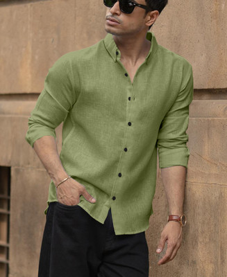 Shubhlakshmi Men Solid Casual Light Green Shirt