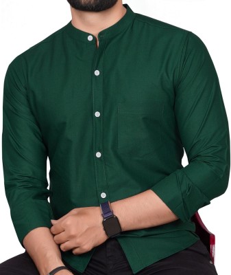 Tyzlo Men Solid Casual Dark Green Shirt