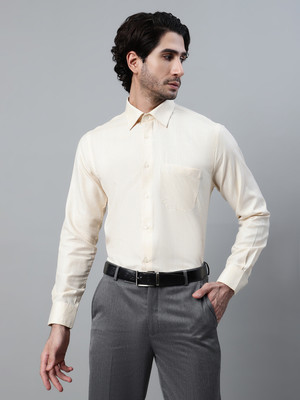 CANTABIL Men Solid Formal Cream Shirt