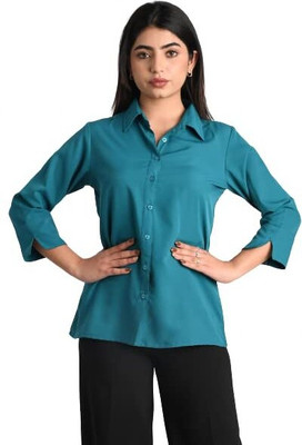 RAHUL TRADERS Women Solid Casual Blue Shirt