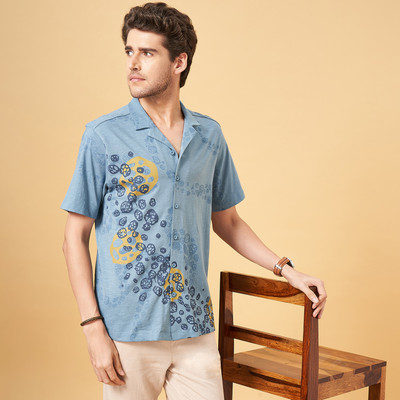 7 Alt by Pantaloons Men Printed Casual Blue Shirt