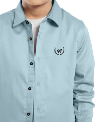 KIYATRA Boys Solid Party Light Blue Shirt