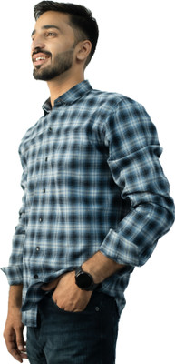 PLEATUS Men Checkered Casual Multicolor, Blue, Grey, White, Black Shirt(Pack of 10)