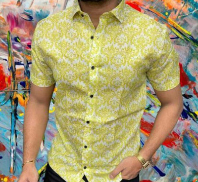 StellLIFESTYLE Trend Men Printed Casual White, Green Shirt