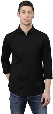 The style grove Men Solid Casual Black Shirt