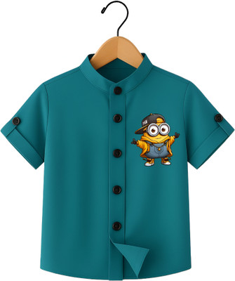 TycoonShop Boys Graphic Print Casual Green Shirt