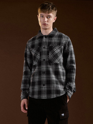 THE BEAR HOUSE Men Checkered Casual Black Shirt