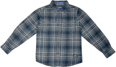 RAW OUTFITTERS Boys Checkered Casual Blue Shirt
