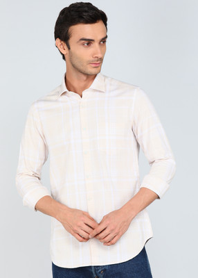 INTEGRITI Men Checkered Casual Khaki Shirt