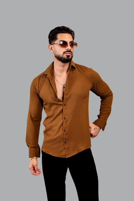 Khushi Creation Men Solid Casual Brown Shirt