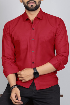 Troonpair Men Solid Casual Red Shirt