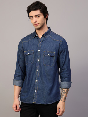 KESHAV SRUSHTI Men Solid Casual Dark Blue Shirt