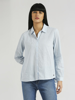 Pepe Jeans Women Striped Casual Blue Shirt