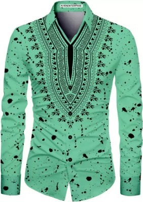 AviraEnterprise Men Printed Casual Green Shirt