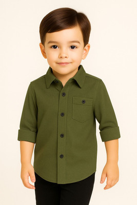 jabak creation Boys Solid Wedding Green Shirt