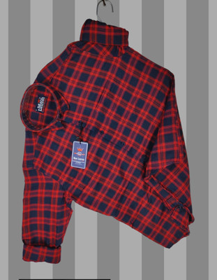 VK CREATTION Men Striped Casual Red Shirt