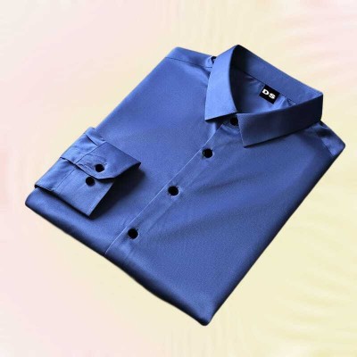 Pinchem Fashion Men Solid Casual Light Blue Shirt