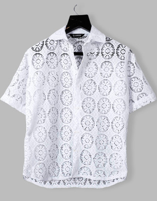 Troonpair Men Self Design Casual White Shirt
