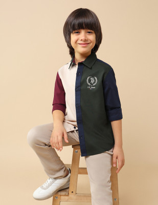 U.S. POLO ASSN. Boys Color Block Casual Multicolor Shirt