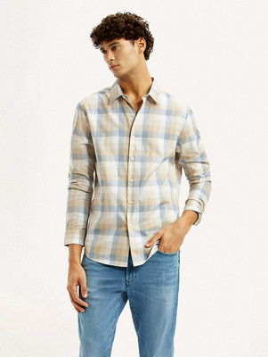 LEVI'S Men Checkered Casual Beige Shirt