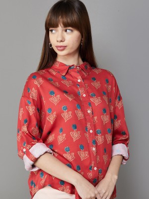 Colour Me by Melange Women Printed Casual Red, Beige, Dark Blue Shirt