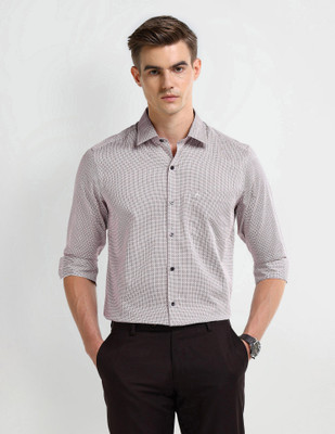 ARROW Men Self Design Formal Red Shirt