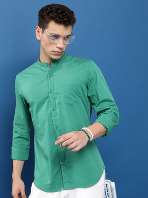 HIGHLANDER Men Solid Casual Dark Green Shirt