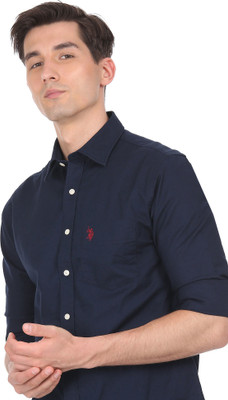 U.S. POLO ASSN. Men Solid Casual Blue Shirt