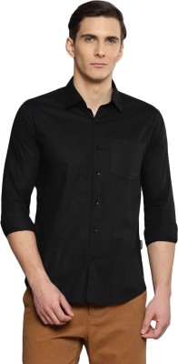 Allen Cooper Men Solid Casual Black Shirt