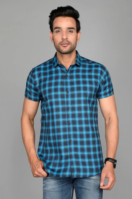 Tanip Men Checkered Casual Blue, Dark Blue Shirt