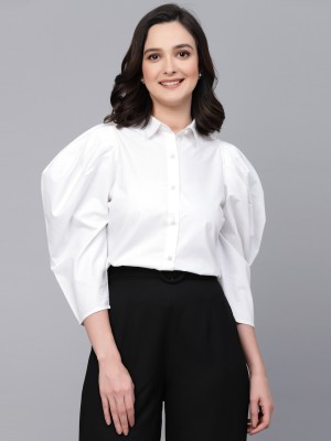 Style Quotient Women Solid Casual White Shirt