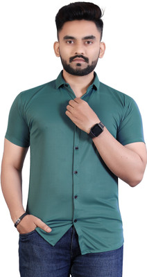 PEARL OCEAN Men Solid Casual Green Shirt