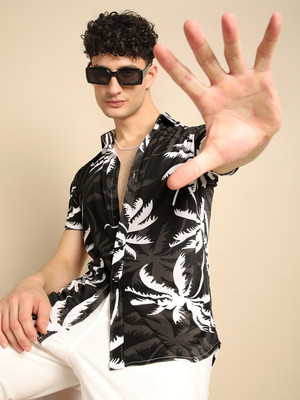 Voroxy Men Printed Casual Black Shirt