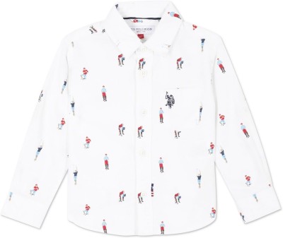 U.S. POLO ASSN. Boys Printed Casual White Shirt