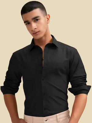 METRONAUT Men Solid Formal Black Shirt