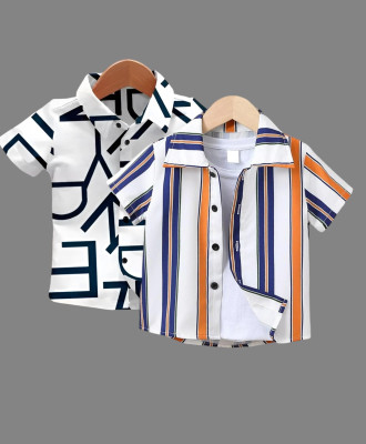 KILLER Boys Printed Casual Dark Blue, Yellow Shirt(Pack of 2)