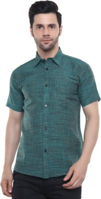 swadeshi collection Men Self Design Casual Green Shirt