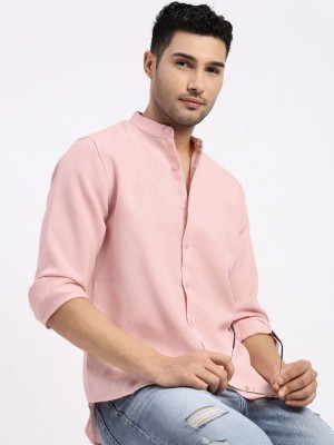 Showoff Men Solid Casual Pink Shirt