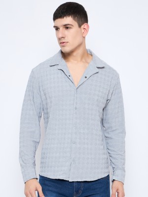 ParcelYard Men Self Design Party Grey Shirt