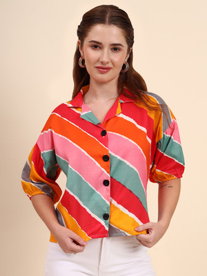 Dressberry Women Color Block Casual Multicolor Shirt