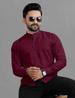 Ethnic Trendz Men Solid Casual Maroon Shirt