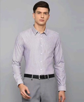 rajtraders Men Striped Formal Purple, White Shirt