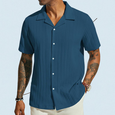Jenil Fashion Men Self Design, Solid Casual Blue Shirt