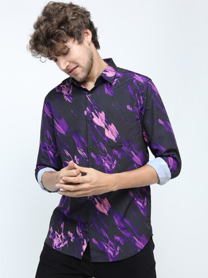 HIGHLANDER Men Printed Casual Purple Shirt