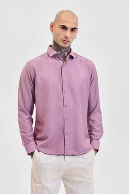 Snitch Men Self Design Casual Purple Shirt