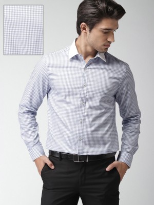 INVICTUS Men Checkered Formal Blue Shirt