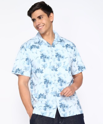 Spykar Men Floral Print Casual Blue Shirt