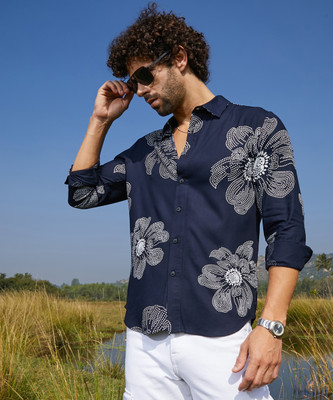 CAMPUS SUTRA Men Printed Casual Blue Shirt