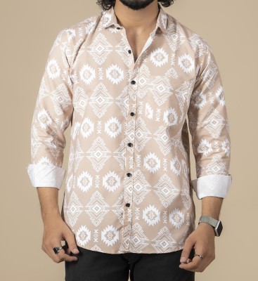 Sudan Men Printed Party Beige Shirt