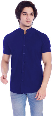 Unistrieet Men Solid Casual Dark Blue Shirt